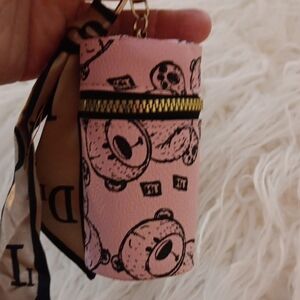 Pink Bear Print Keychain Pouch